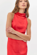 Greylin Breylen Mock Neck Satin Midi Dress