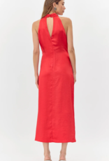 Greylin Breylen Mock Neck Satin Midi Dress
