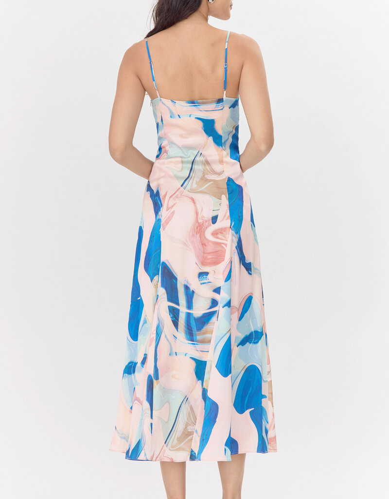 Greylin Soph Watercolour Print Satin Flowy Slip Dress