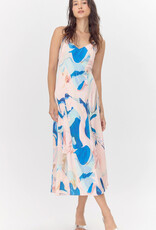 Greylin Soph Watercolour Print Satin Flowy Slip Dress