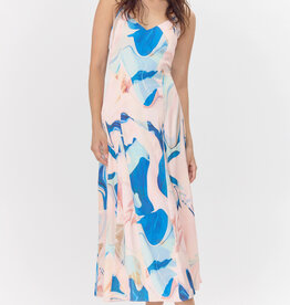 Greylin Soph Watercolour Print Satin Flowy Slip Dress