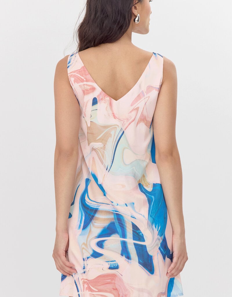 Greylin Angelique Watercolour Knot Shoulder Slip Mini Dress