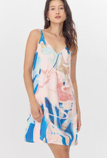 Greylin Angelique Watercolour Knot Shoulder Slip Mini Dress