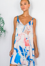 Greylin Angelique Watercolour Knot Shoulder Slip Mini Dress