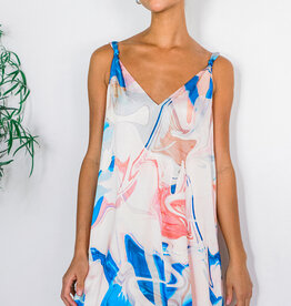 Greylin Angelique Watercolour Knot Shoulder Slip Mini Dress