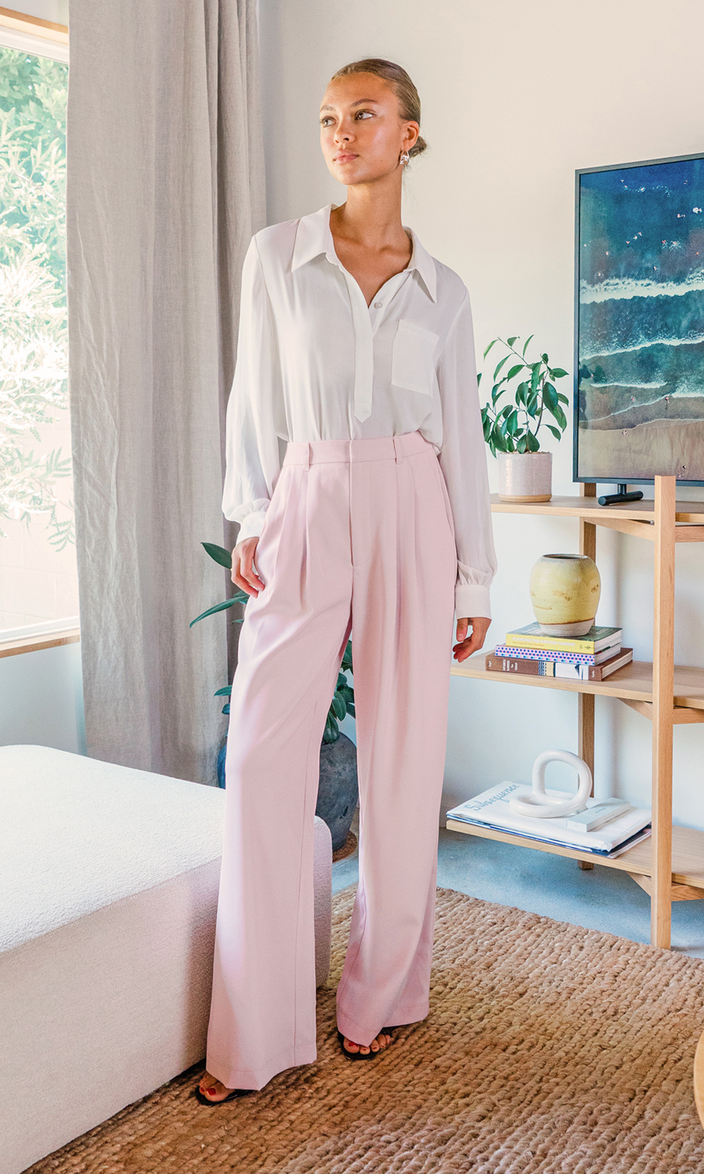 ALEXIA STAM☆High Waist Tuck Wide Pants。 Barrel Leg Pants | ALEXIA STAM