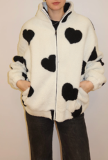 Brunette the Label All Over Heart Sherpa Jacket