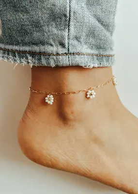 Oak + Eve Bloom Anklet With Flower Bead Detail