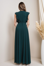 Soieblu Flutter Sleeve Maxi Wrap Dress Hunter Green