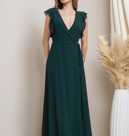 Soieblu Flutter Sleeve Maxi Wrap Dress Hunter Green