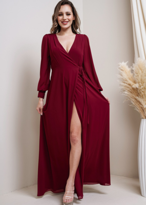Soieblu Lesa Long Sleeve Maxi in Wine