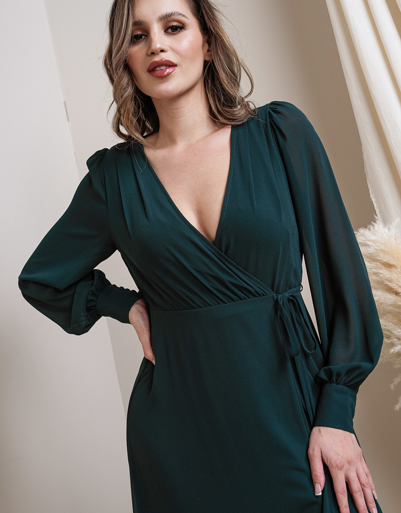 Soieblu Lesa Long Sleeve Maxi in Hunter Green