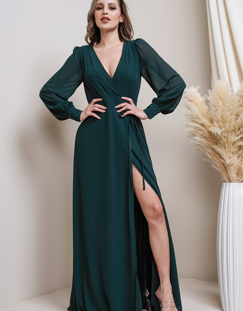 Soieblu Lesa Long Sleeve Maxi in Hunter Green