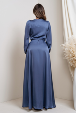 Soieblu Lesa Long Sleeve Satin Maxi in French Blue