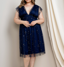 Soieblu Star Midi Dress in Navy