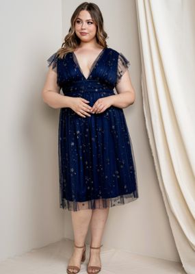 Soieblu Star Midi Dress in Navy