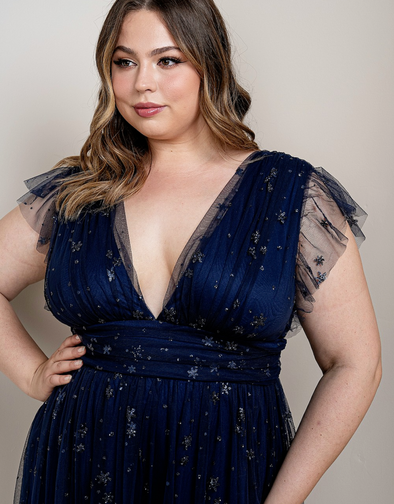 Soieblu Star Midi Dress in Navy