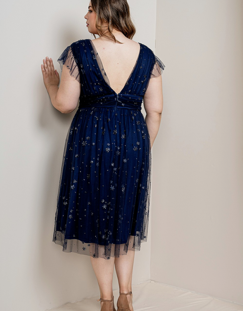 Soieblu Star Midi Dress in Navy