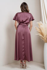 Soieblu Lexi Satin Midi Dress in Deep Mauve