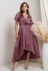 Soieblu Lexi Satin Midi Dress in Deep Mauve