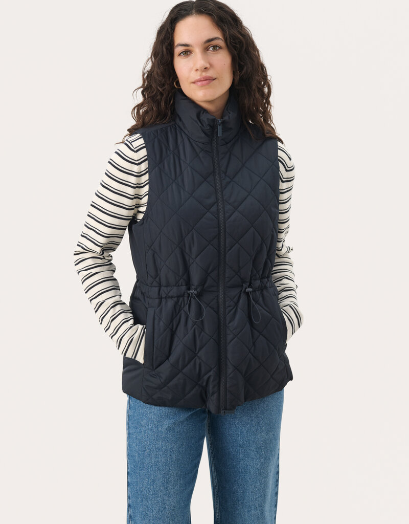 Part Two Nanet Quilted Vest in Navy