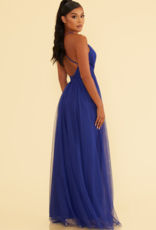 Luxxel Selena Tulle Maxi Dress in Royal Blue
