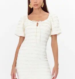 Adelyn Rae Aina Textured Lace Trim Mini Dress