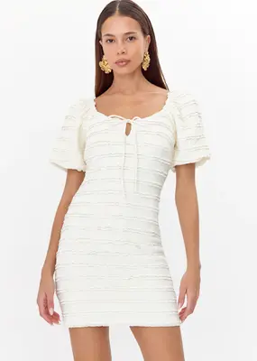Adelyn Rae Aina Textured Lace Trim Mini Dress