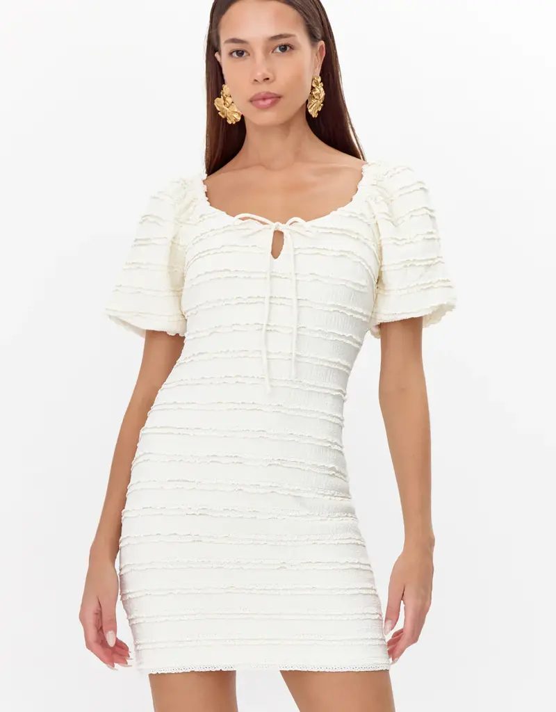 Adelyn Rae Aina Textured Lace Trim Mini Dress