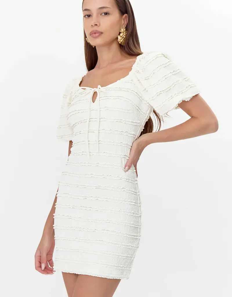 Adelyn Rae Aina Textured Lace Trim Mini Dress