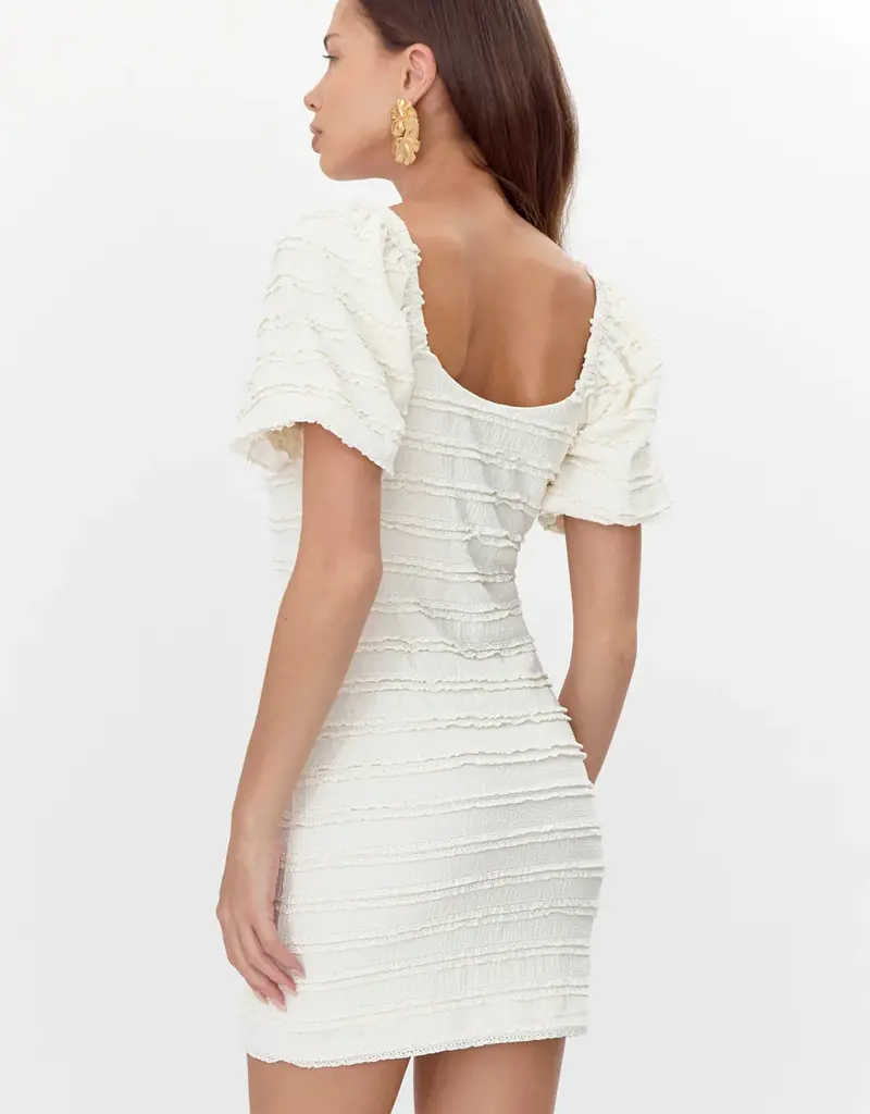 Adelyn Rae Aina Textured Lace Trim Mini Dress