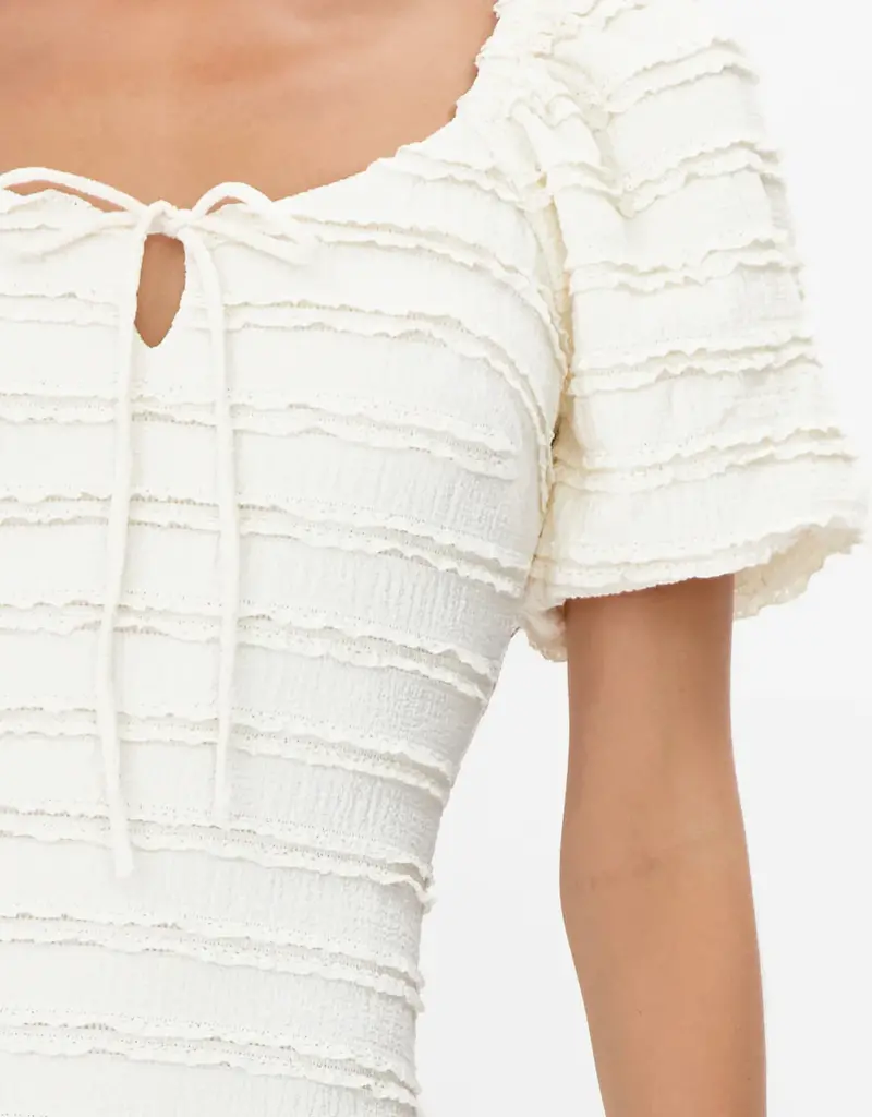 Adelyn Rae Aina Textured Lace Trim Mini Dress