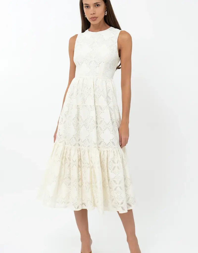 Adelyn Rae Marina Lace Tiered Midi Dress
