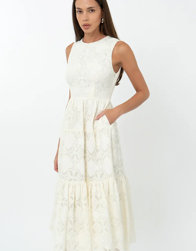 Adelyn Rae Marina Lace Tiered Midi Dress