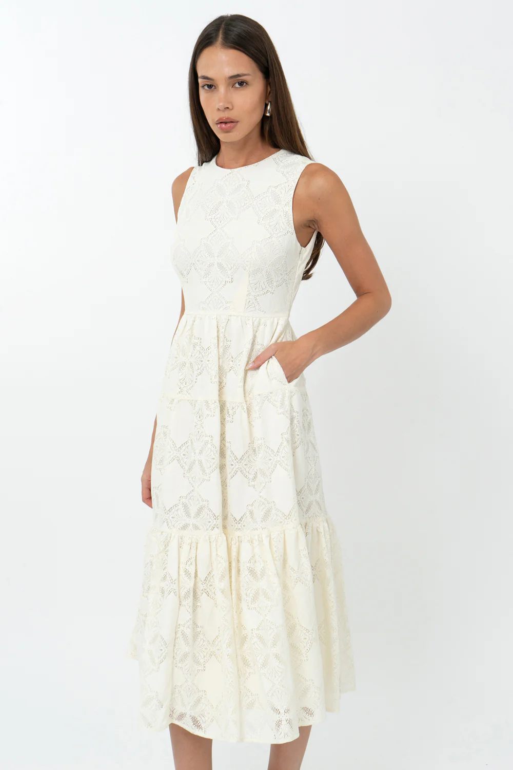 adelyn rae lace midi dress Adelyn Rae Adeline Palm Lace Midi Dress in Blue