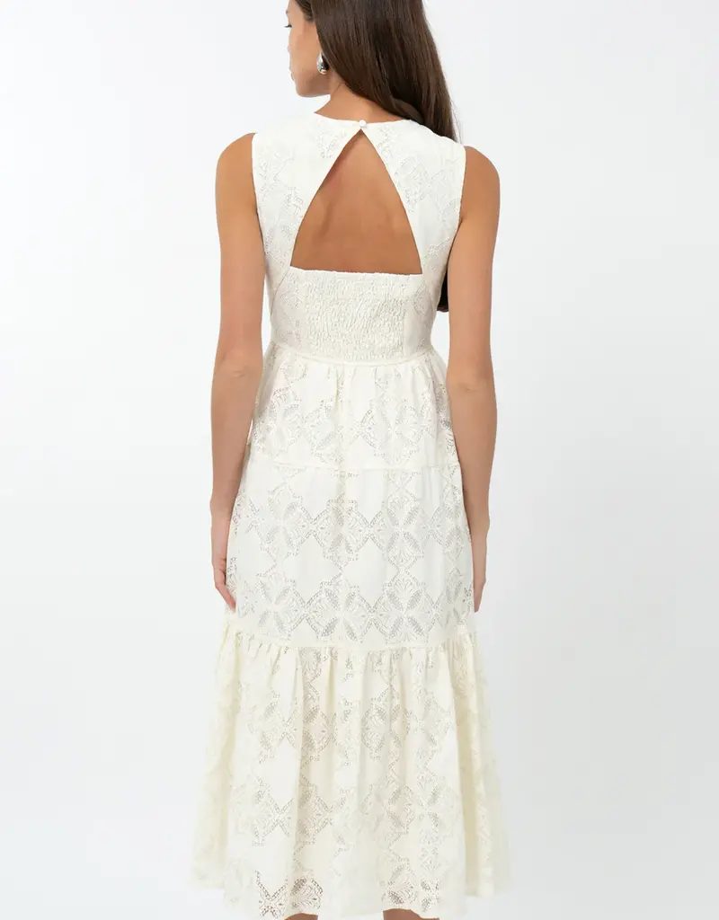 Adelyn Rae Marina Lace Tiered Midi Dress