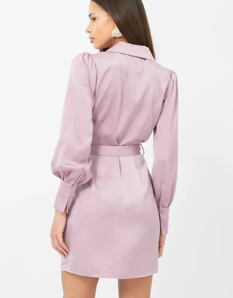 Adelyn Rae Theia Faux Wrap Collared Mini Dress