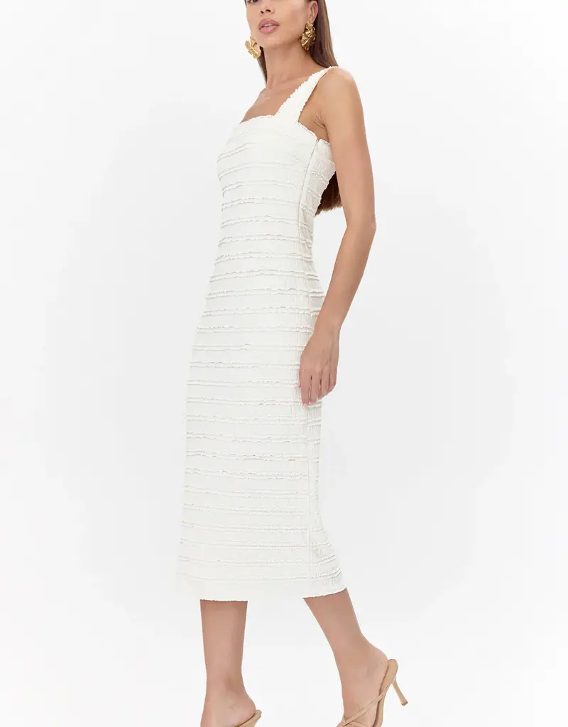 Adelyn Rae Lara Textured Lace Trim Midi Dress