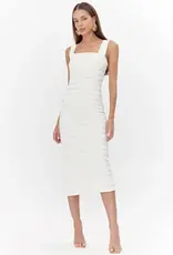 Adelyn Rae Lara Textured Lace Trim Midi Dress
