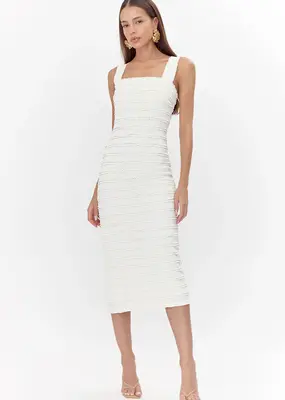 Adelyn Rae Lara Textured Lace Trim Midi Dress