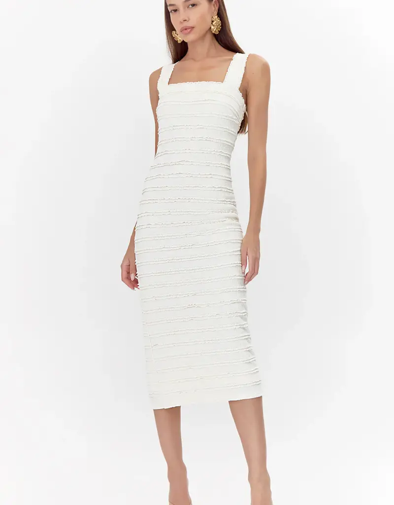 Adelyn Rae Lara Textured Lace Trim Midi Dress