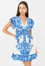 Adelyn Rae Cathy Printed Smocked Waist Mini Dress