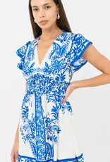 Adelyn Rae Cathy Printed Smocked Waist Mini Dress