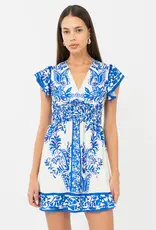 Adelyn Rae Cathy Printed Smocked Waist Mini Dress