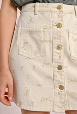 Molly Bracken Lane Floral Denim Mini Skirt (FINAL SALE)