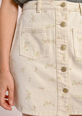 Molly Bracken Lane Floral Denim Mini Skirt *Only One Left - XL*