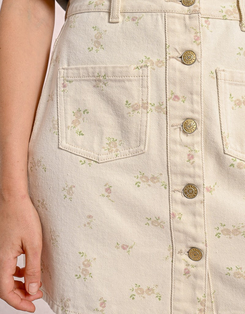 Molly Bracken Lane Floral Denim Mini Skirt