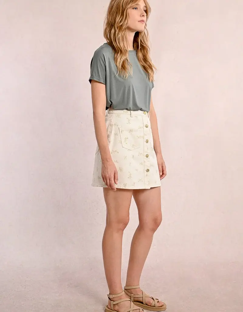 Molly Bracken Lane Floral Denim Mini Skirt (FINAL SALE)