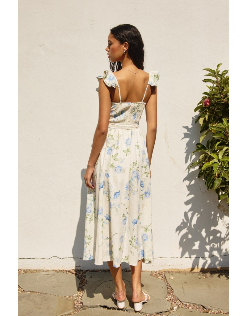 Dress Forum Everlasting Corset Flutter Dress in Blue Floral