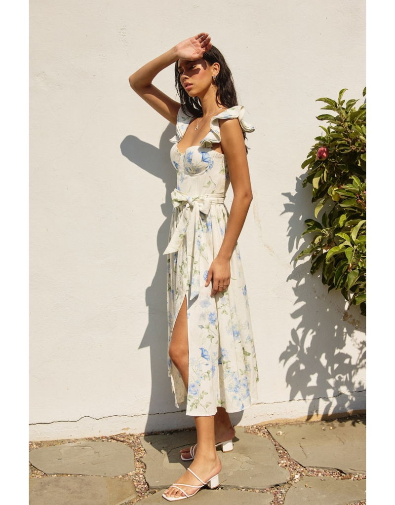 Dress Forum Everlasting Corset Flutter Dress in Blue Floral